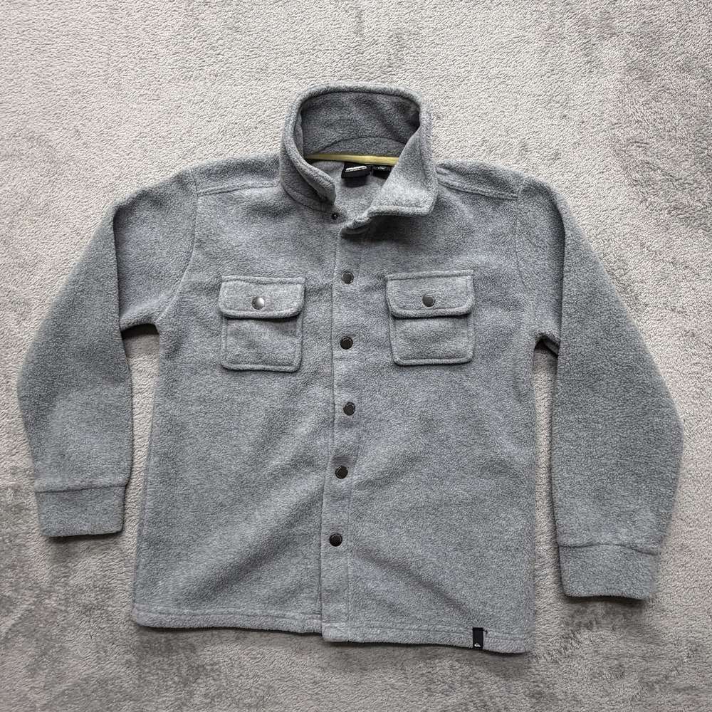 Quiksilver Jacket Youth Small 7/8 Gray Fleece Snap Front Shirt Jacket Shacket